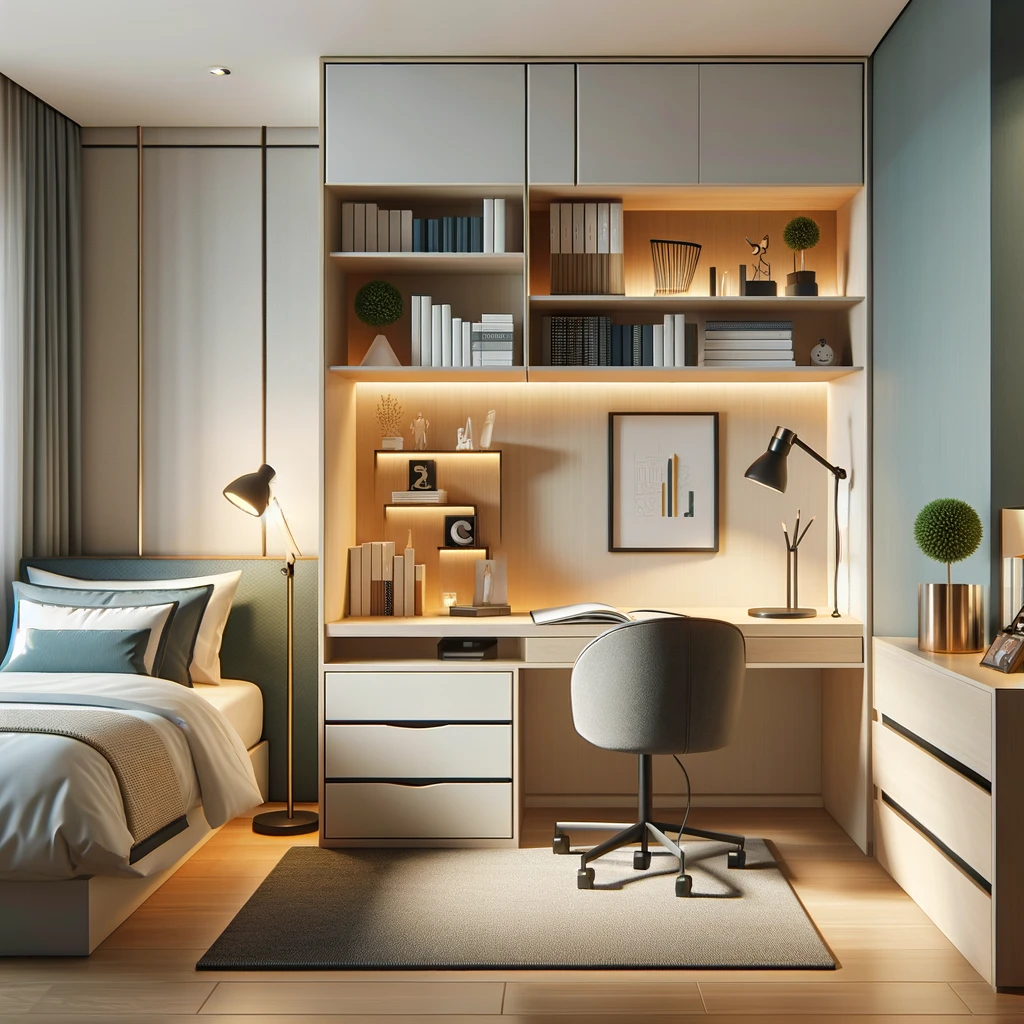 Modern Bedroom with a Study area
